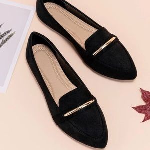 BLACK Metal Decor Loafers